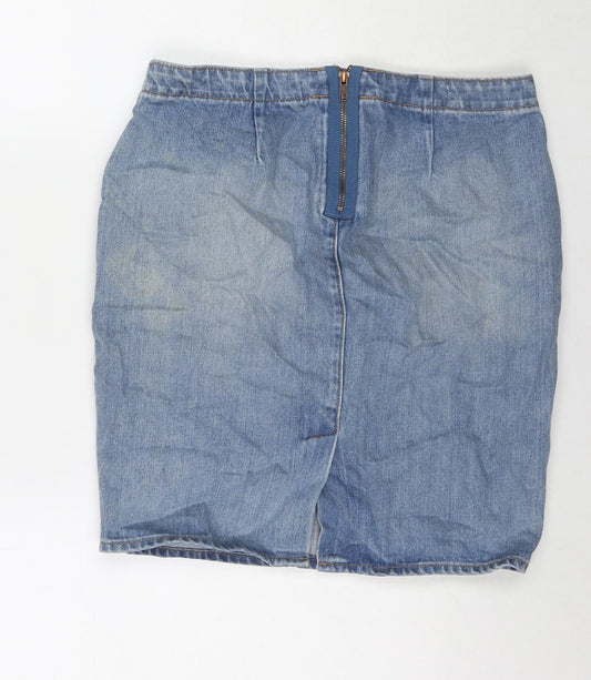 Gap Womens Blue Cotton A-Line Skirt Size 28 in Zip