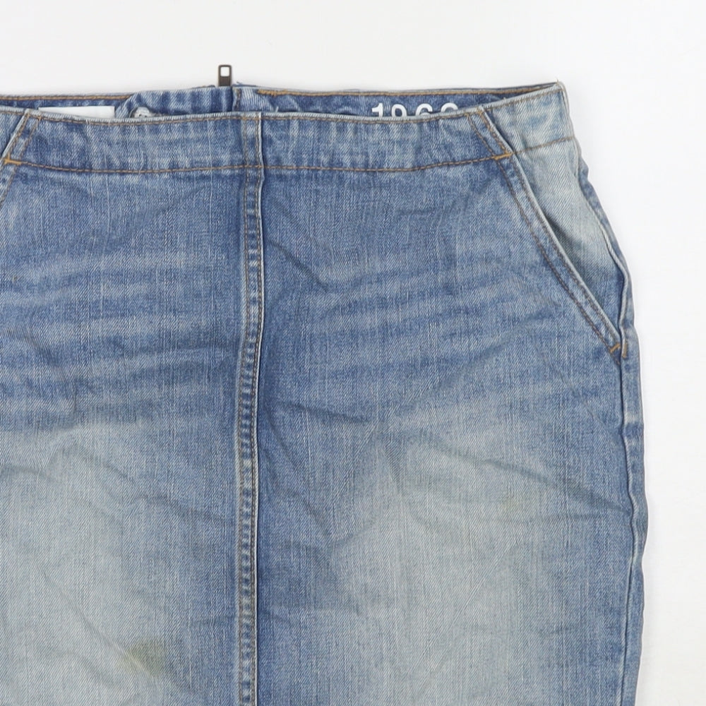 Gap Womens Blue Cotton A-Line Skirt Size 28 in Zip