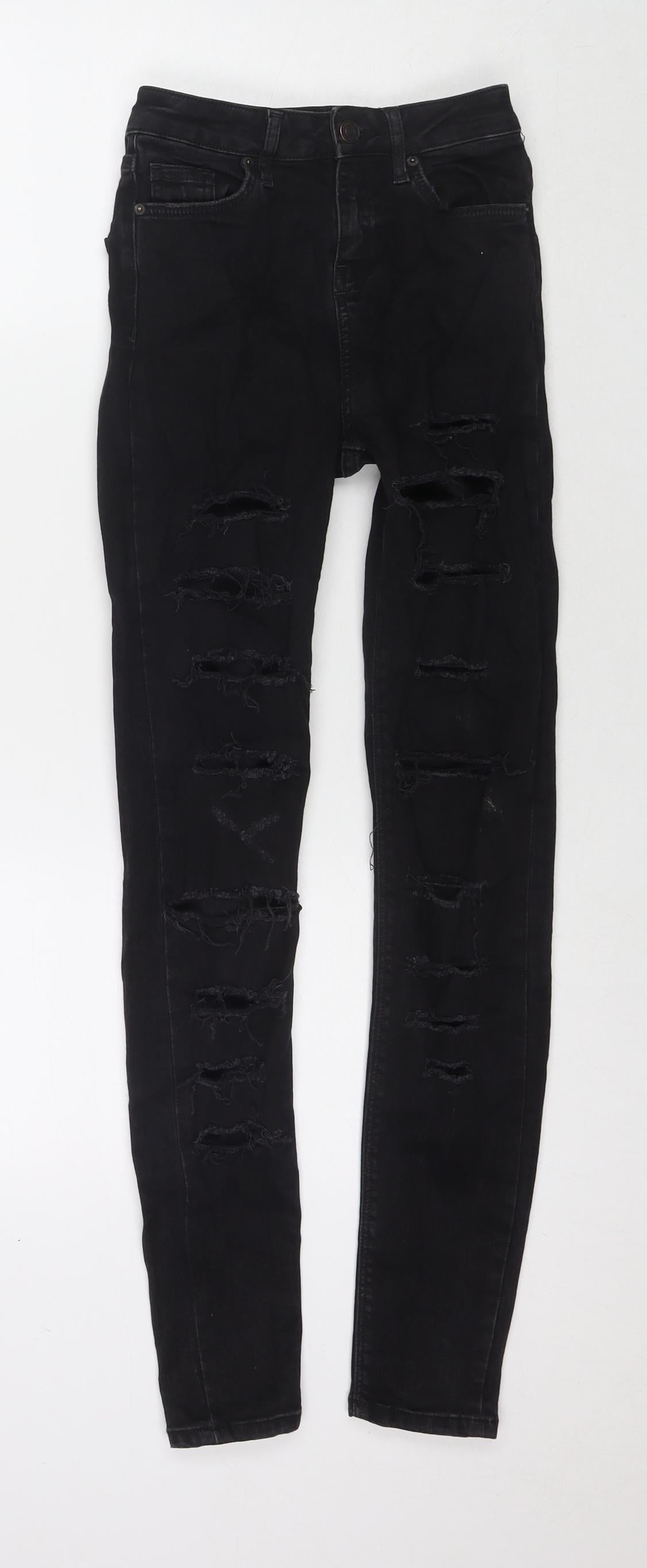 Topshop Womens Black Cotton Skinny Jeans Size 25 in L32 in Regular Zip