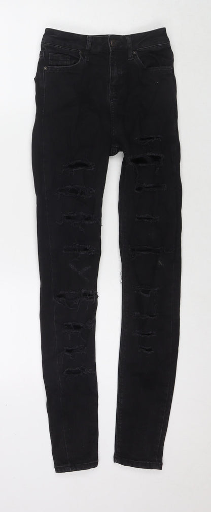 Topshop Womens Black Cotton Skinny Jeans Size 25 in L32 in Regular Zip