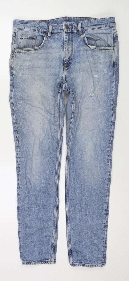 COS Mens Blue Cotton Straight Jeans Size 34 in L28 in Regular Zip