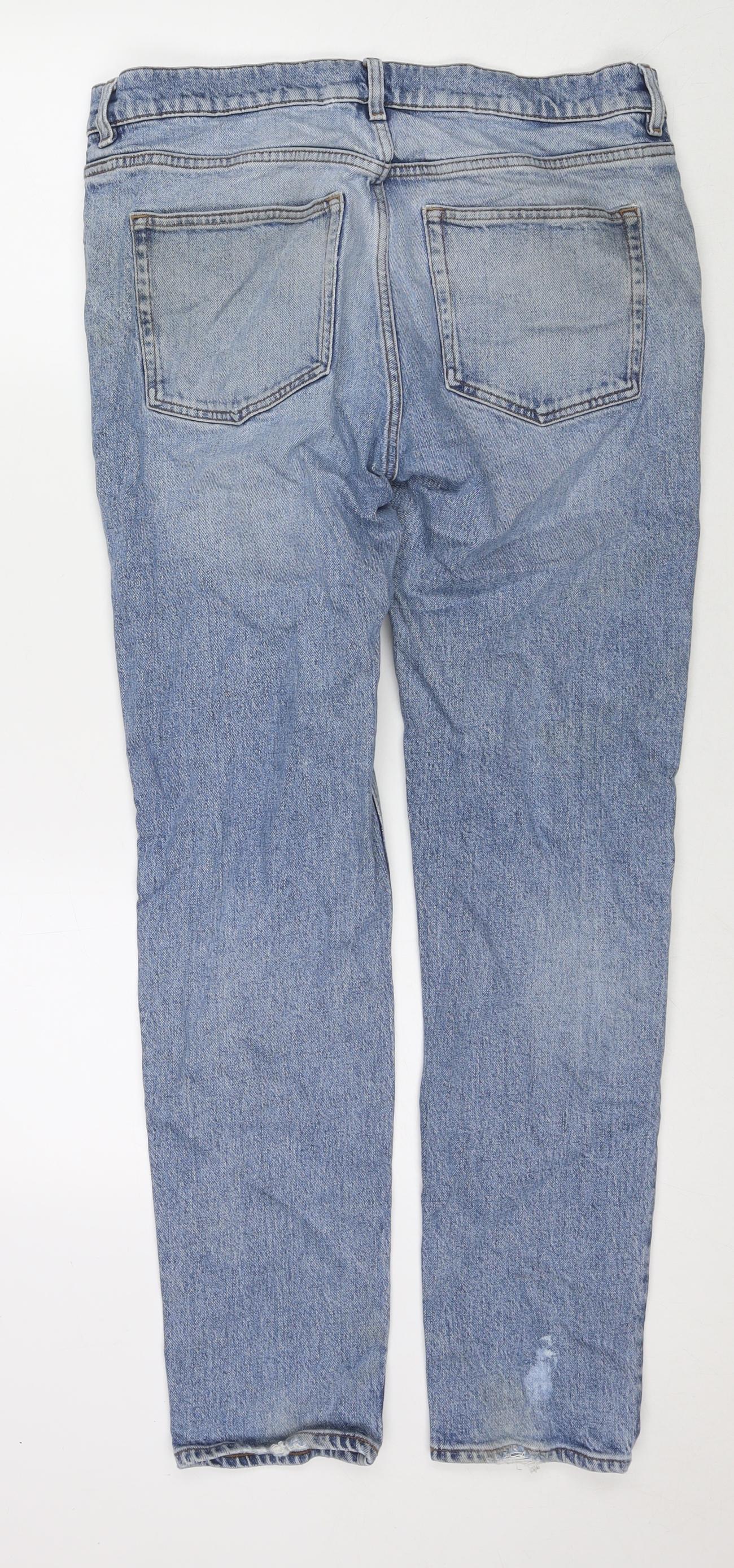 COS Mens Blue Cotton Straight Jeans Size 34 in L28 in Regular Zip