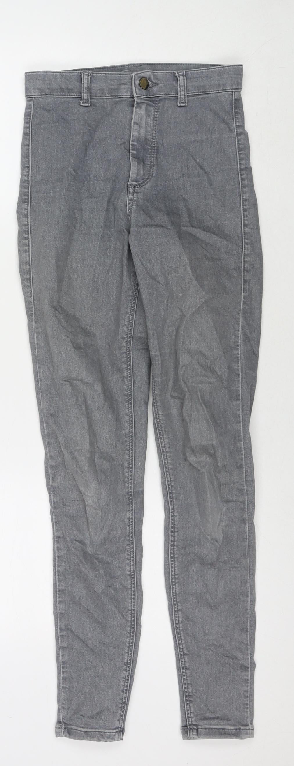 Topshop Womens Grey Polyester Blend Skinny Jeans Size 26 L27 in Slim Zip