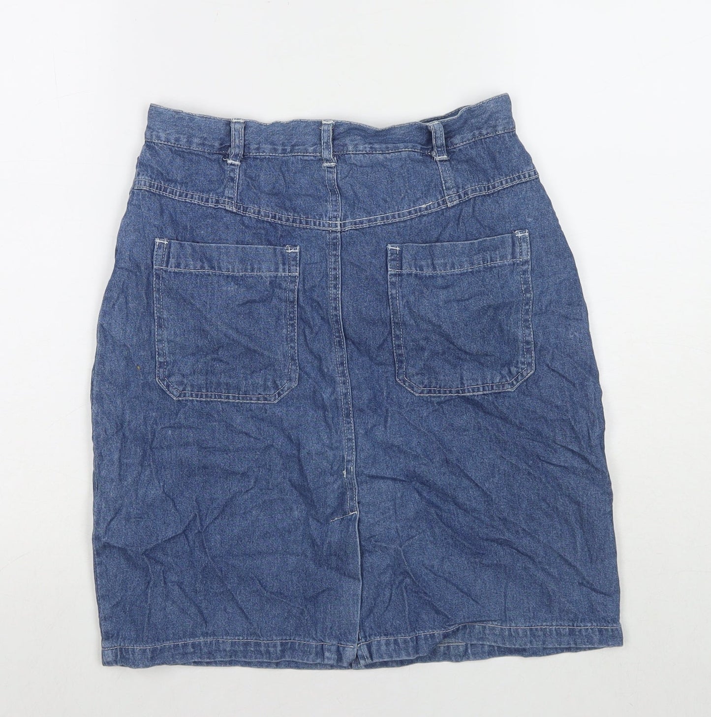 HPO Womens Blue Cotton A-Line Skirt Size 8 Zip