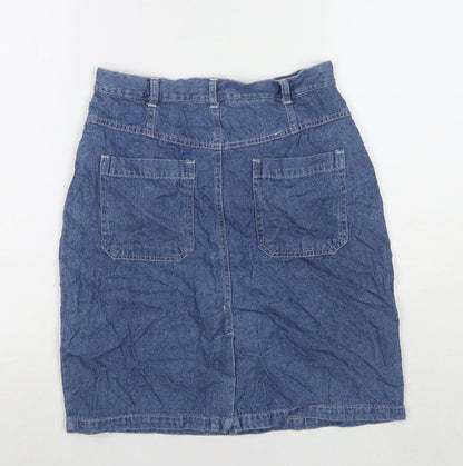 HPO Womens Blue Cotton A-Line Skirt Size 8 Zip