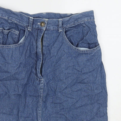 HPO Womens Blue Cotton A-Line Skirt Size 8 Zip