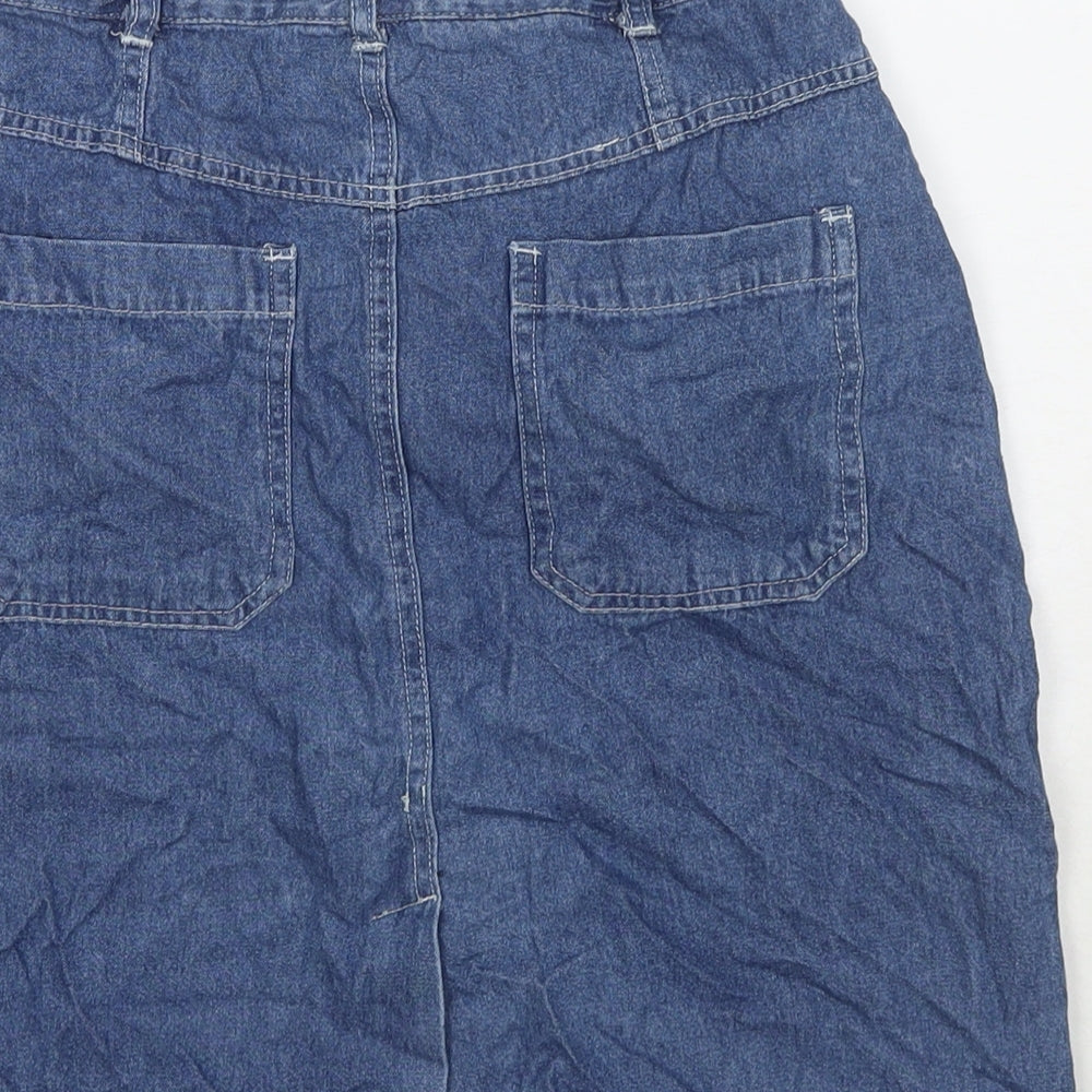 HPO Womens Blue Cotton A-Line Skirt Size 8 Zip