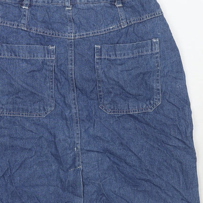HPO Womens Blue Cotton A-Line Skirt Size 8 Zip