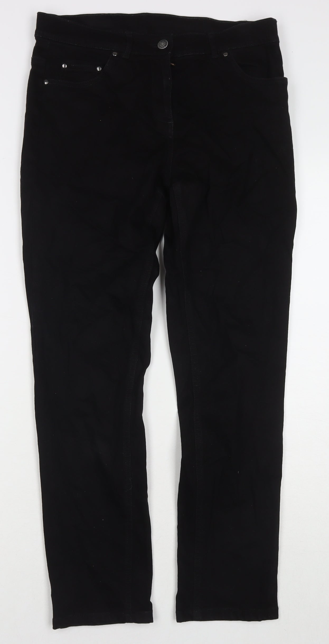 Brook Taverner Womens Black Cotton Straight Jeans Size 8 L27 in Regular Zip