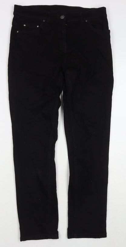 Brook Taverner Womens Black Cotton Straight Jeans Size 8 L27 in Regular Zip