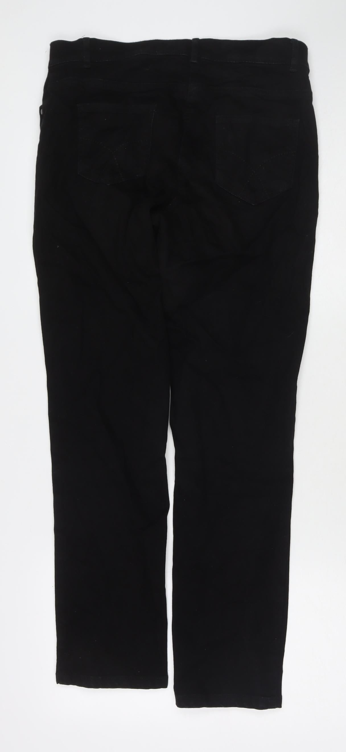 Brook Taverner Womens Black Cotton Straight Jeans Size 8 L27 in Regular Zip