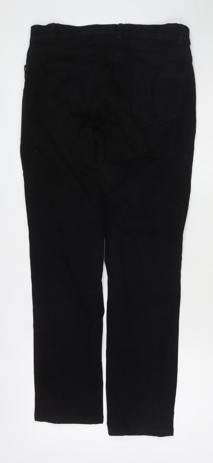 Brook Taverner Womens Black Cotton Straight Jeans Size 8 L27 in Regular Zip