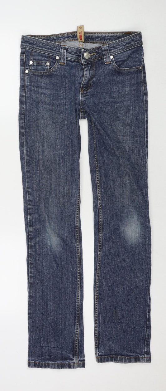 Denim & Co. Womens Blue Cotton Straight Jeans Size 10 L30 in Regular Zip