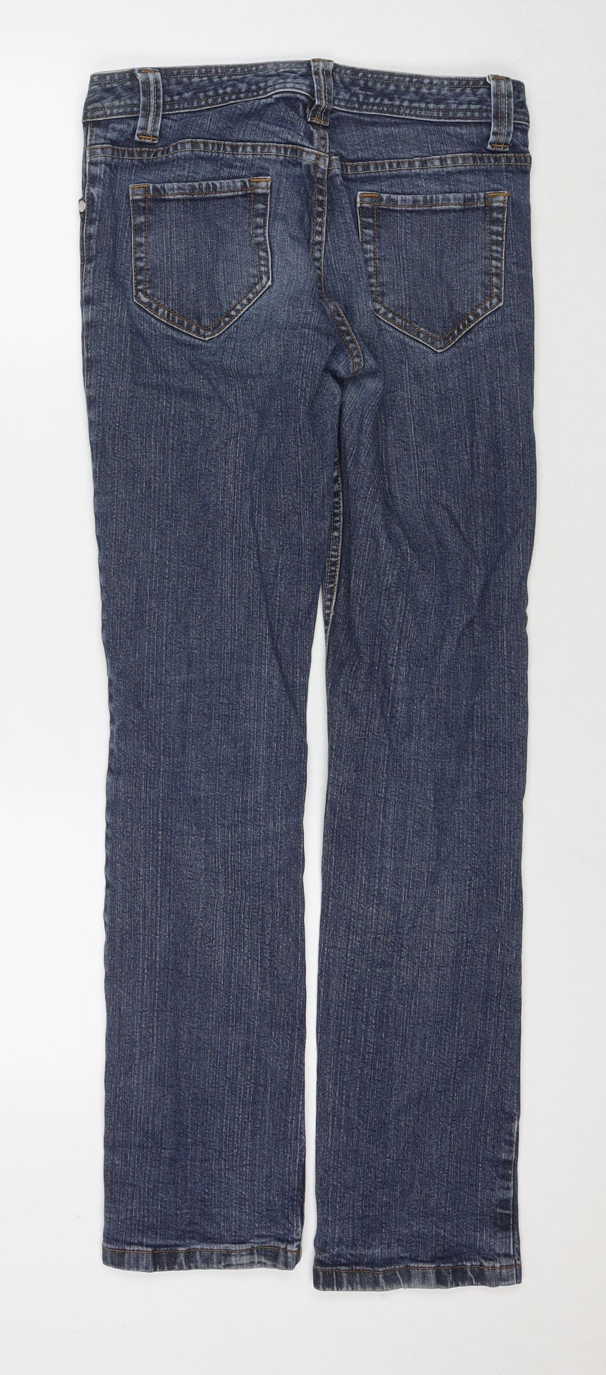 Denim & Co. Womens Blue Cotton Straight Jeans Size 10 L30 in Regular Zip