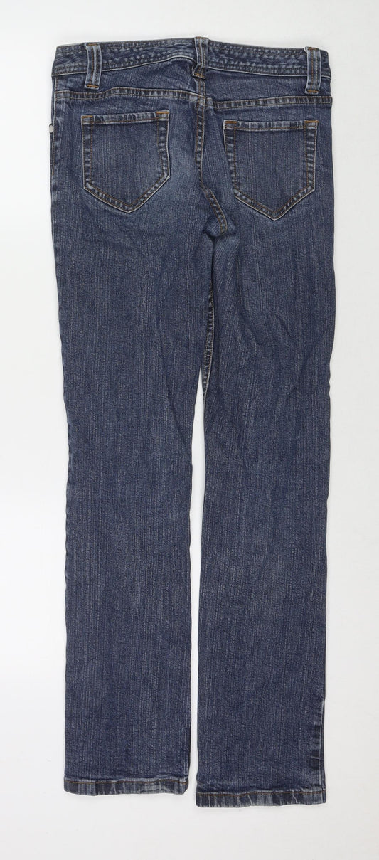 Denim & Co. Womens Blue Cotton Straight Jeans Size 10 L30 in Regular Zip