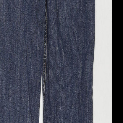 Denim & Co. Womens Blue Cotton Straight Jeans Size 10 L30 in Regular Zip
