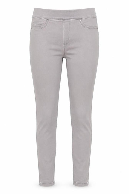 Front view of Denim & Co. women’s grey cotton jegging jeans, size UK 8, 29-inch leg regular