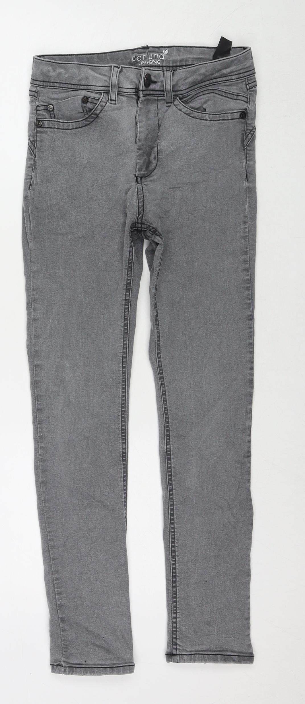 Per Una Womens Grey Cotton Skinny Jeans Size 26 in L25 in Regular Zip