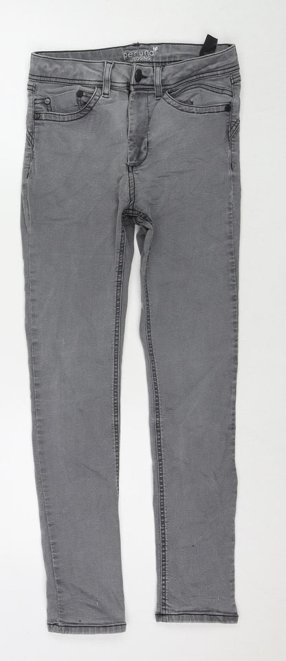 Per Una Womens Grey Cotton Skinny Jeans Size 26 in L25 in Regular Zip