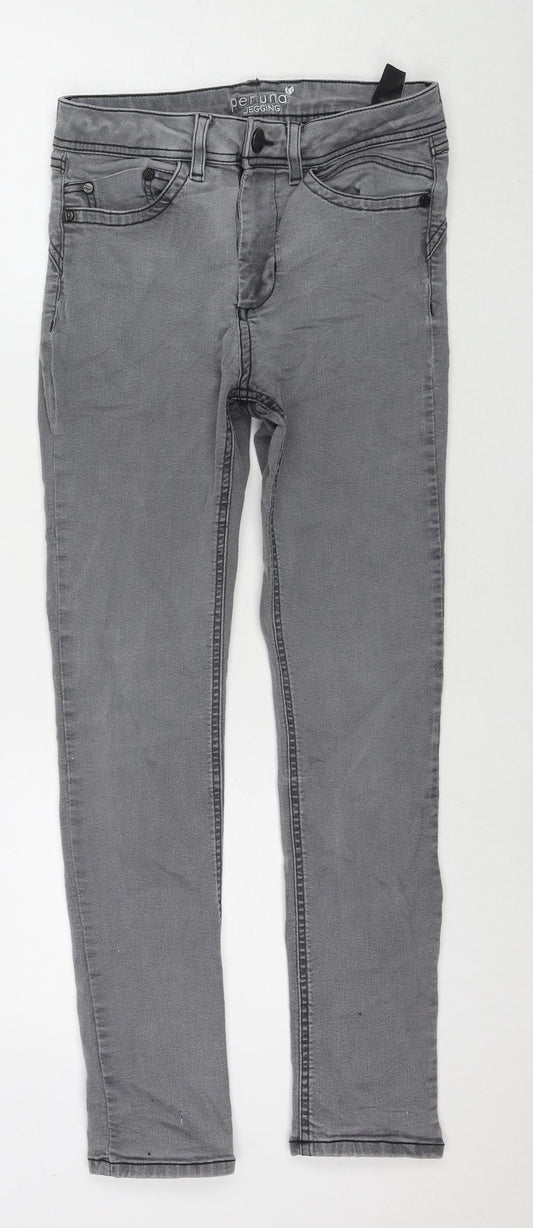 Per Una Womens Grey Cotton Skinny Jeans Size 26 in L25 in Regular Zip