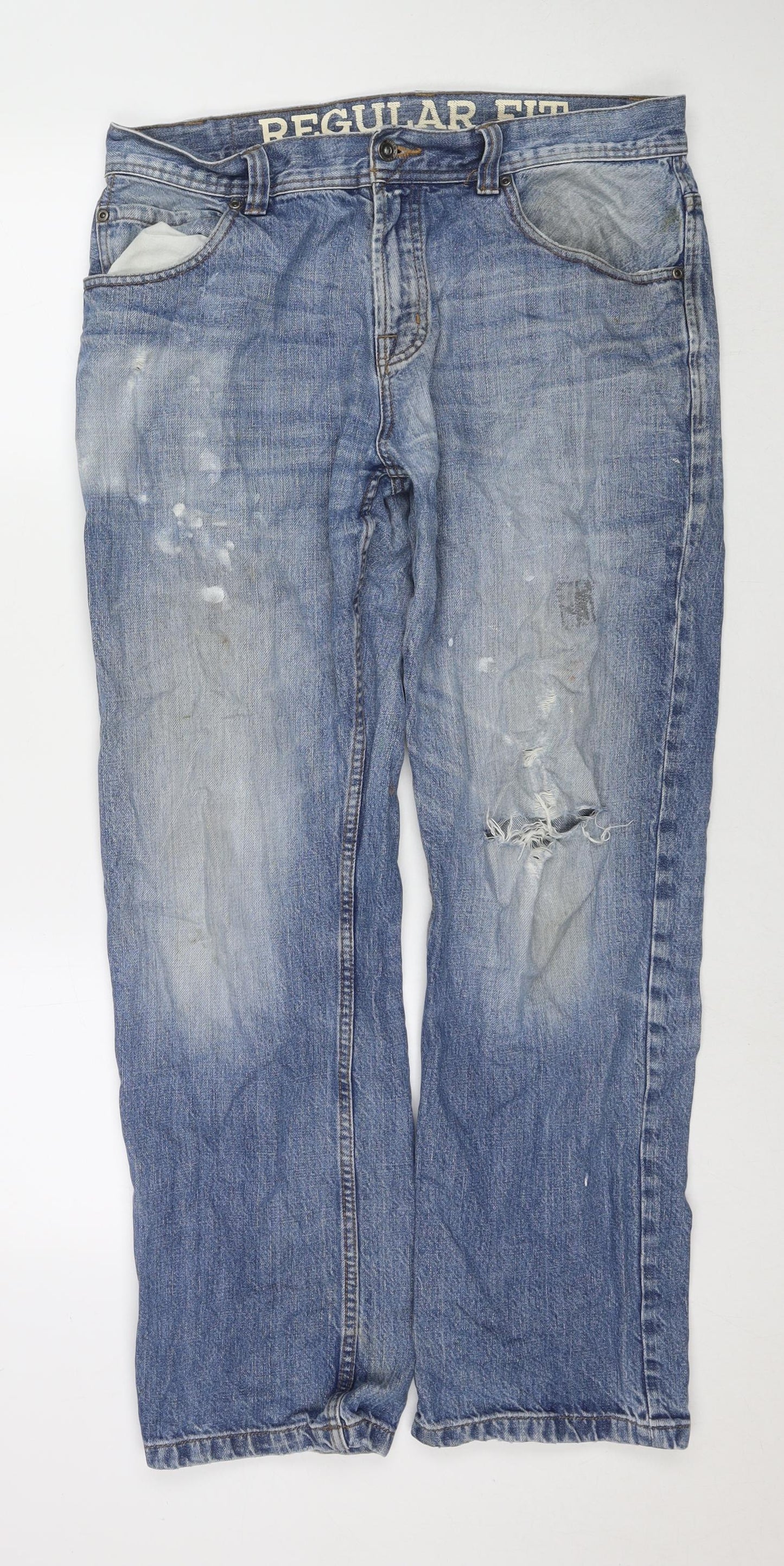 Maine Mens Blue Cotton Straight Jeans Size 34 in L30 in Regular Zip