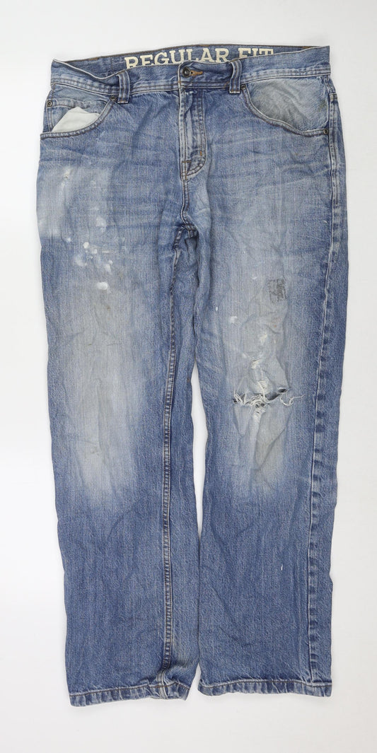 Maine Mens Blue Cotton Straight Jeans Size 34 in L30 in Regular Zip