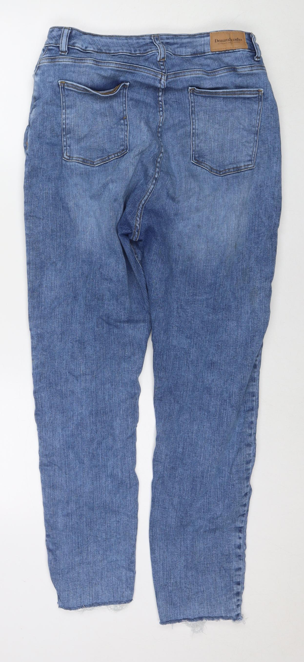 Max Womens Blue Polyester Blend Skinny Jeans Size 16 L26 in Slim Zip