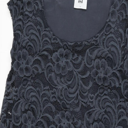 ml Womens Grey Cotton Bodycon Size M Round Neck Pullover