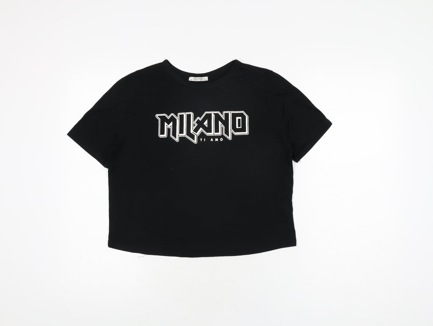 Womens UK Size L Zara Black Basic T-Shirt