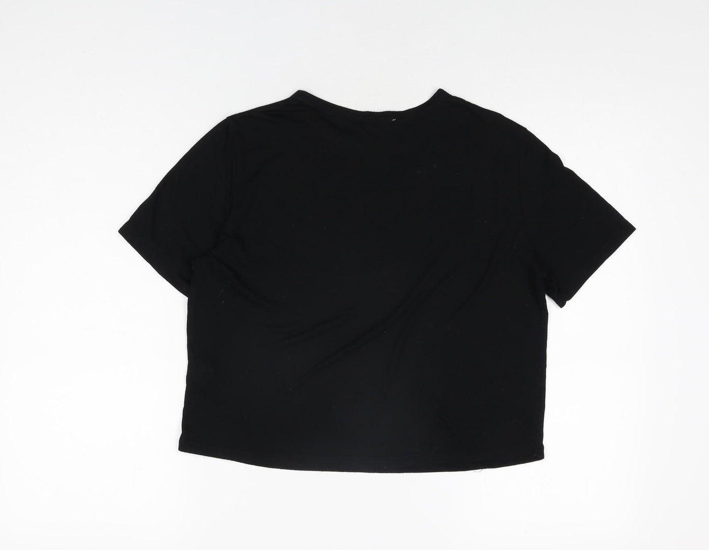 Womens UK Size L Zara Black Basic T-Shirt