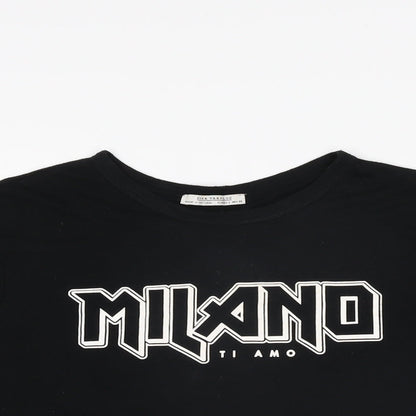Womens UK Size L Zara Black Basic T-Shirt