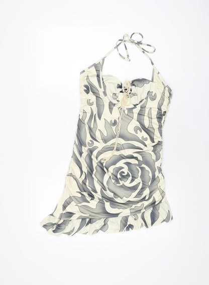 The Kript Womens Ivory Geometric Polyester Mini Size L Halter Tie