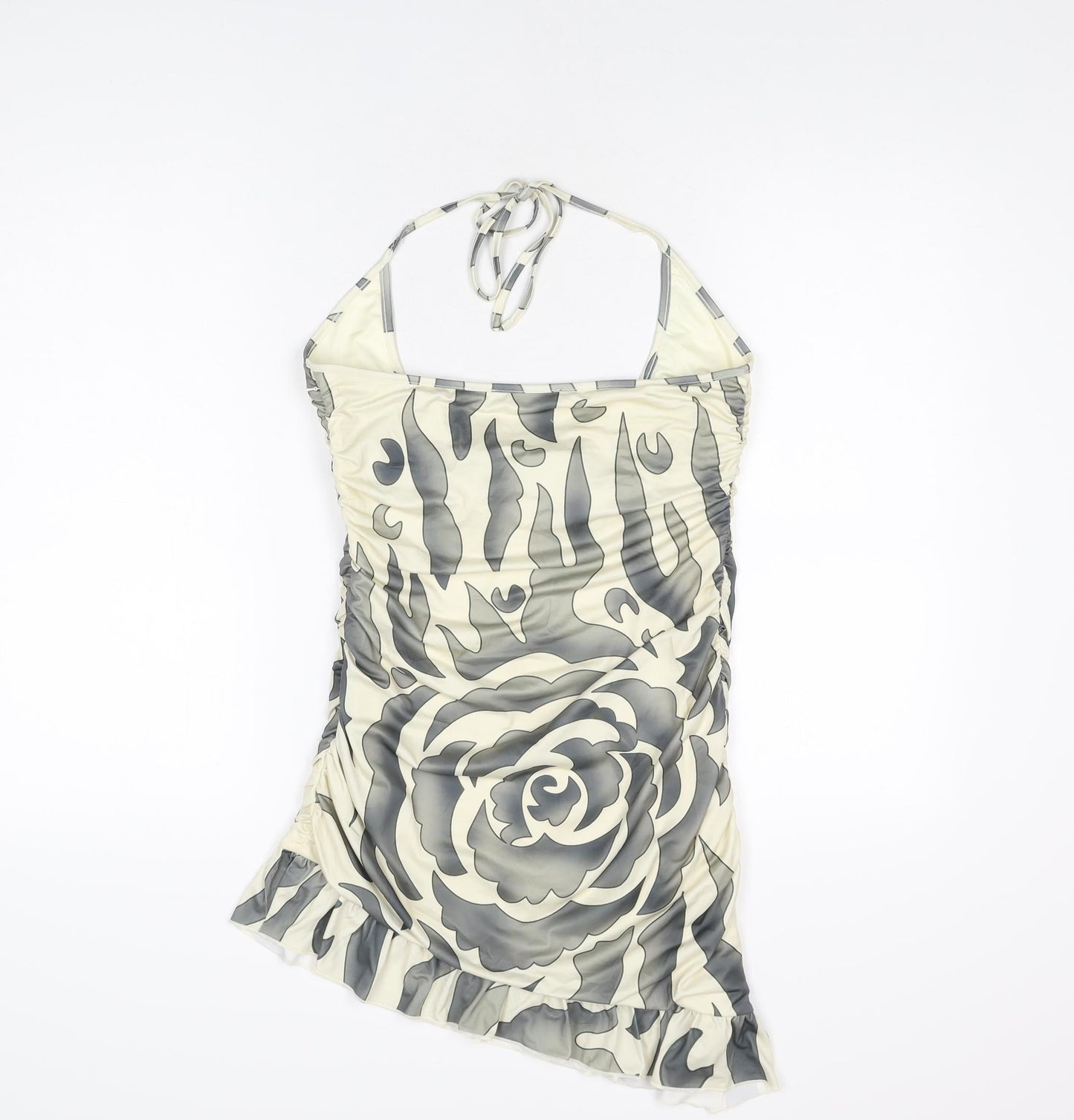 The Kript Womens Ivory Geometric Polyester Mini Size L Halter Tie