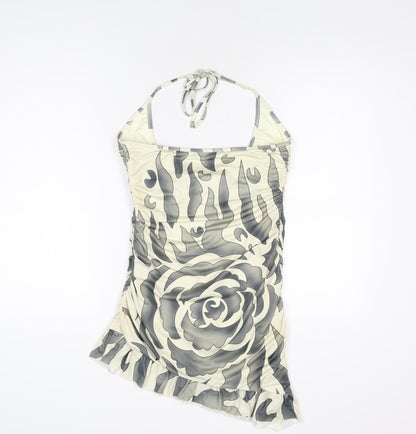 The Kript Womens Ivory Geometric Polyester Mini Size L Halter Tie