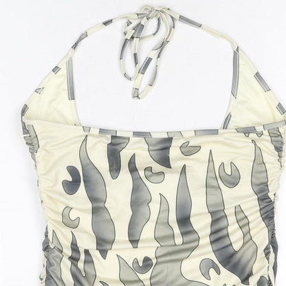 The Kript Womens Ivory Geometric Polyester Mini Size L Halter Tie