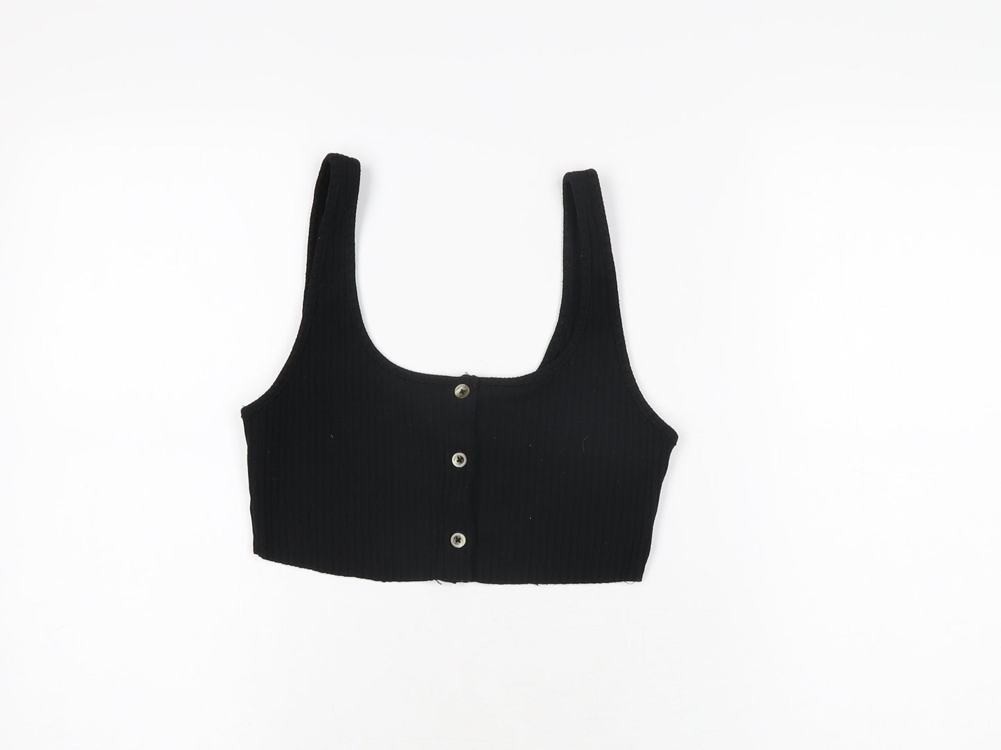 Womens UK Size 10 Topshop Black Cropped T-Shirt