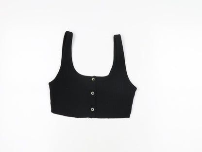 Womens UK Size 10 Topshop Black Cropped T-Shirt