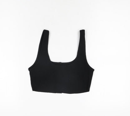 Womens UK Size 10 Topshop Black Cropped T-Shirt