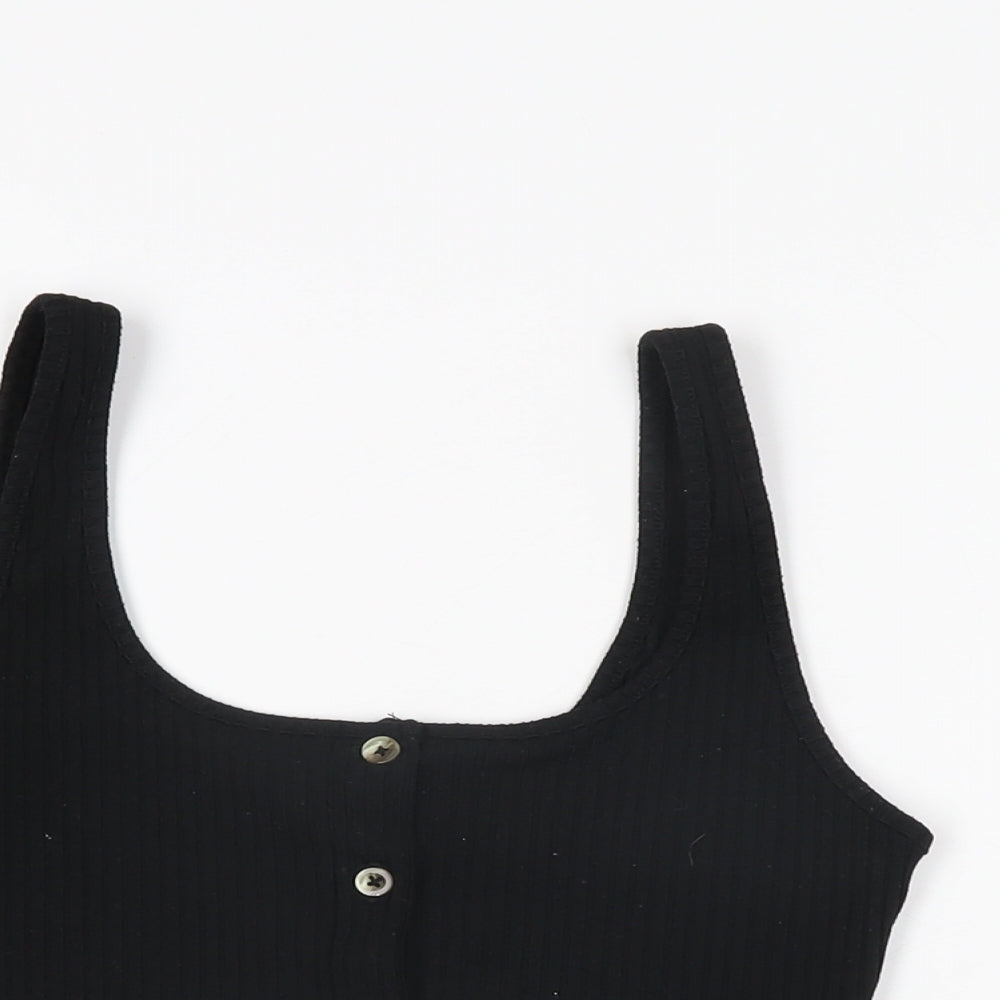 Womens UK Size 10 Topshop Black Cropped T-Shirt