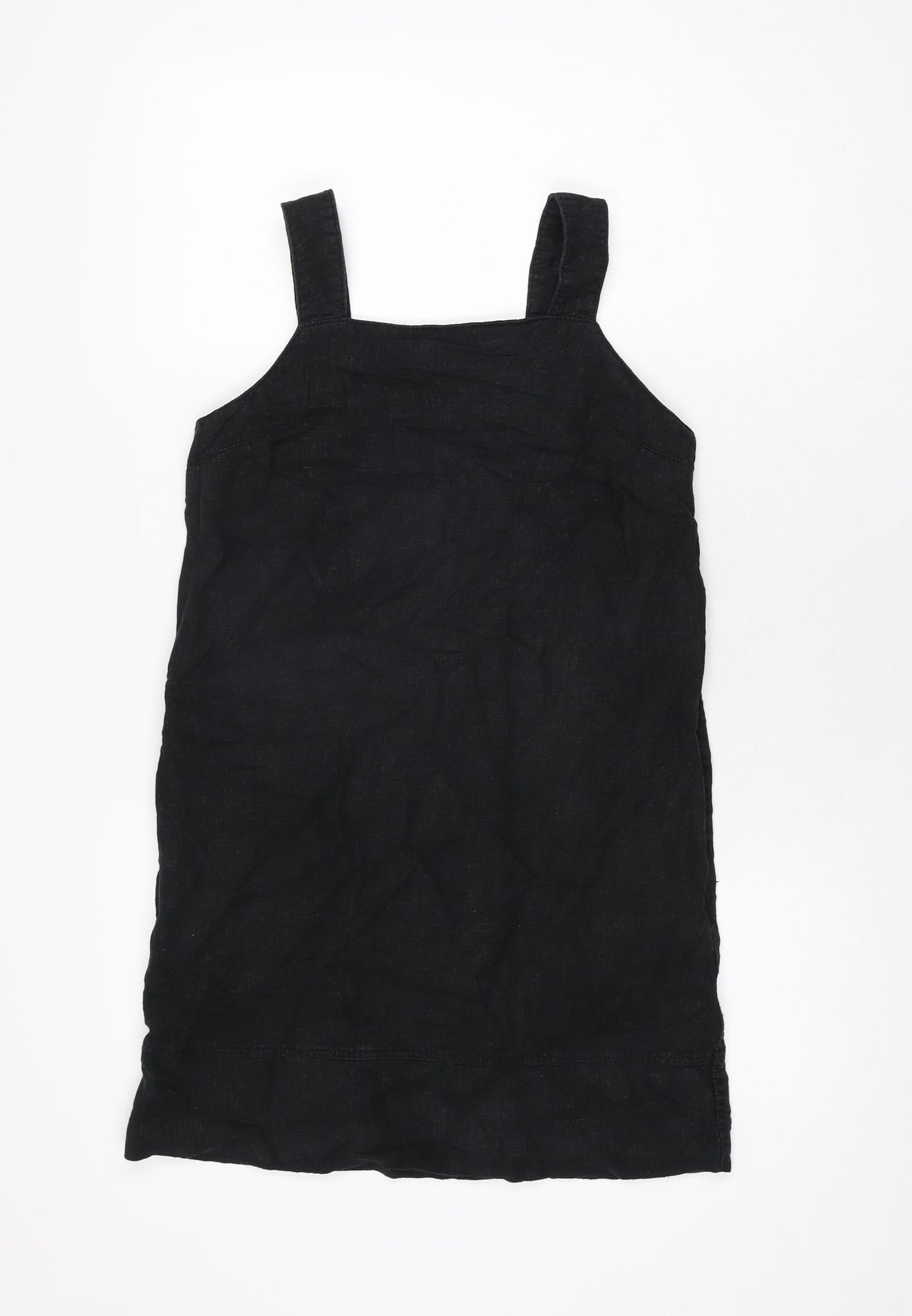 NEXT Womens Black Linen Shift Size 8 Square Neck Pullover