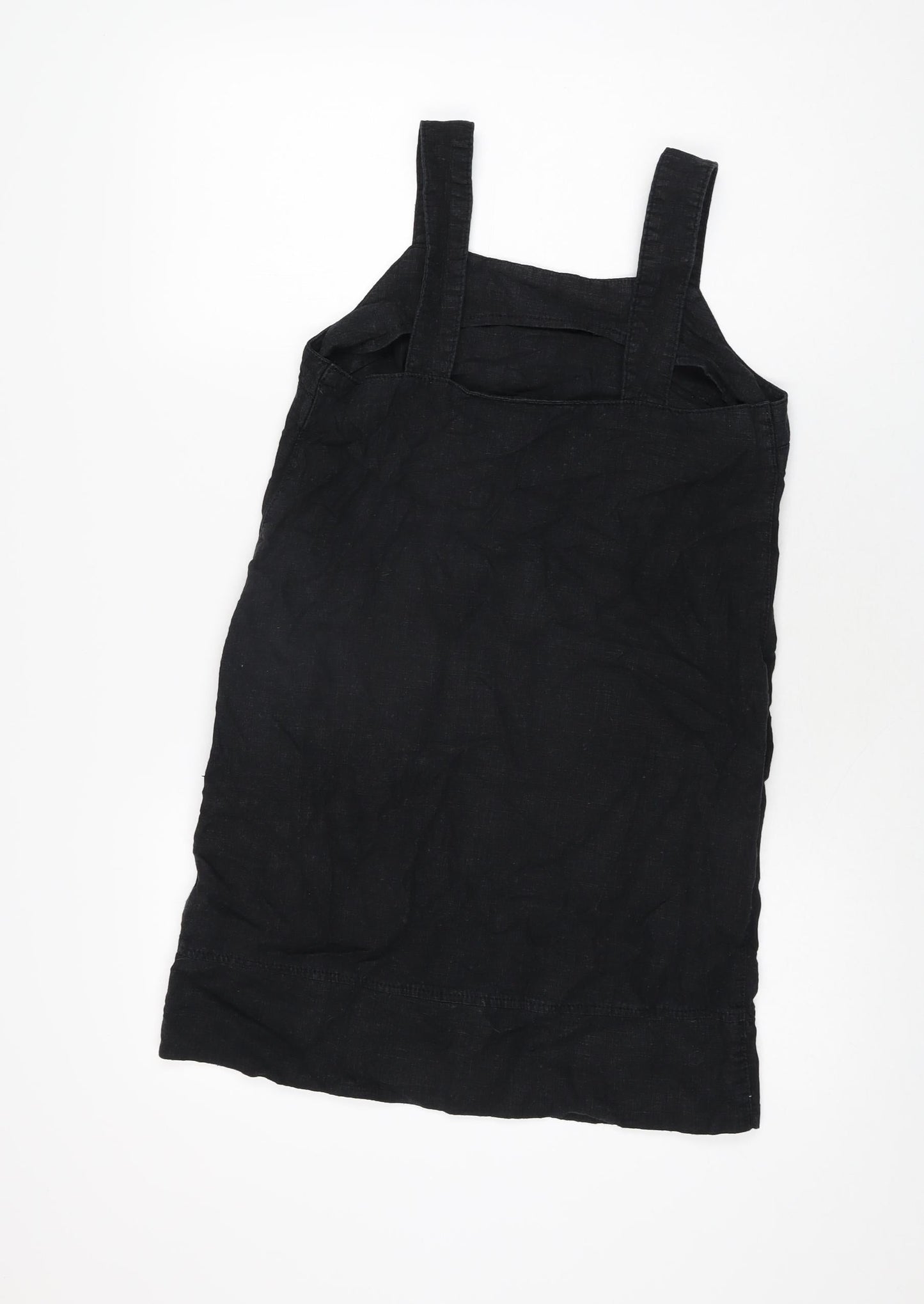 NEXT Womens Black Linen Shift Size 8 Square Neck Pullover