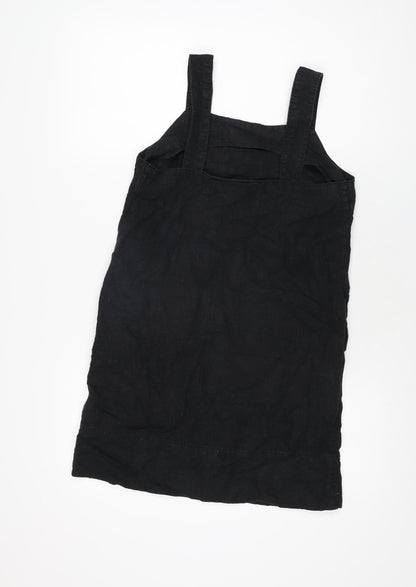 NEXT Womens Black Linen Shift Size 8 Square Neck Pullover