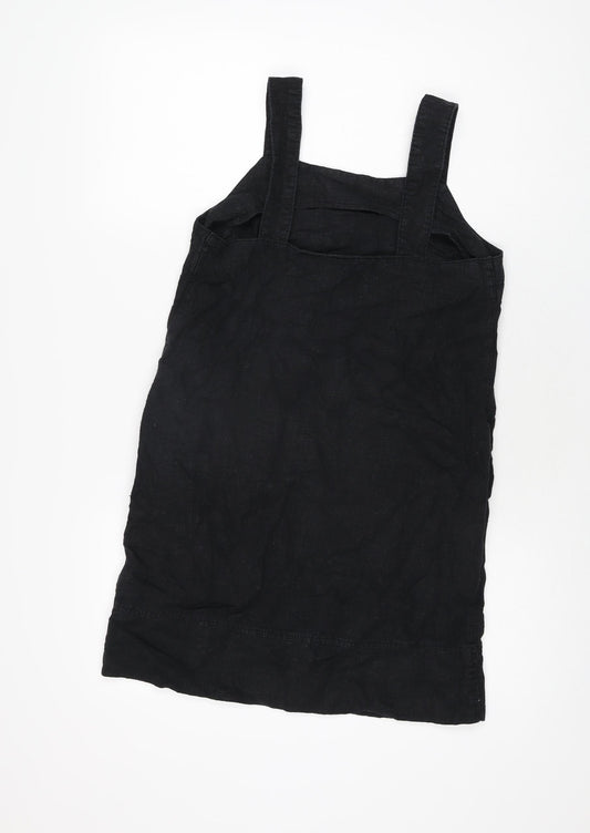 NEXT Womens Black Linen Shift Size 8 Square Neck Pullover