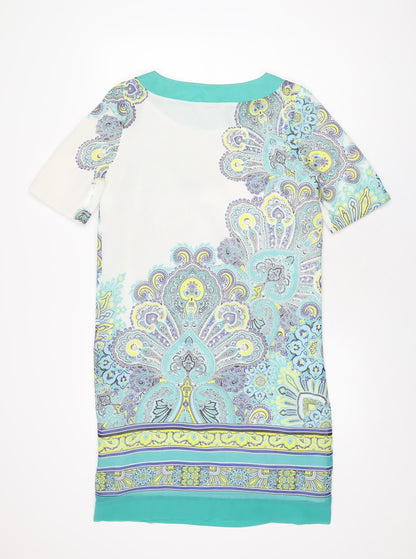 Per Una Womens White Paisley Polyester Shift Size 10 Boat Neck Pullover