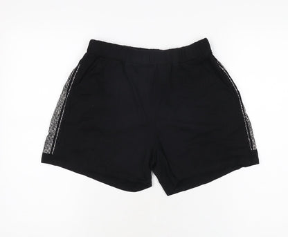 L'olive Verte Womens Black Cotton Sweat Shorts Size L L4 in Regular Pull On