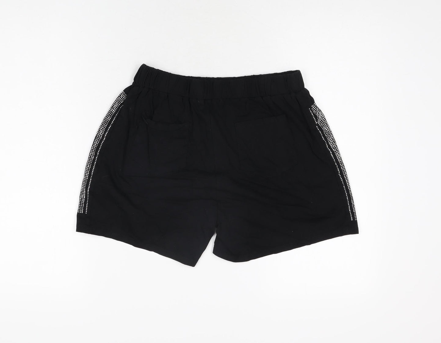 L'olive Verte Womens Black Cotton Sweat Shorts Size L L4 in Regular Pull On