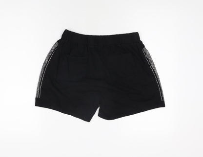 L'olive Verte Womens Black Cotton Sweat Shorts Size L L4 in Regular Pull On