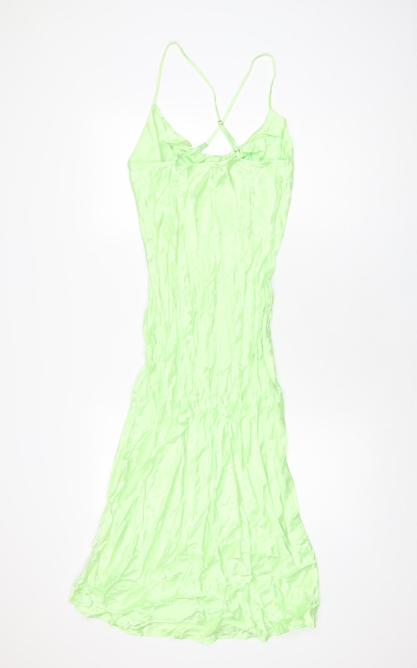 Bershk Womens Green Viscose Slip Dress Size M V-Neck Pullover
