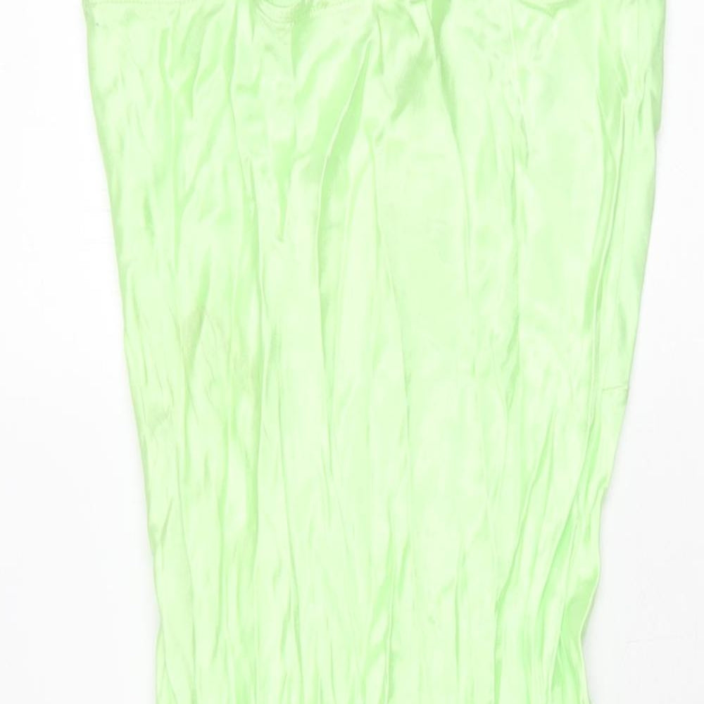 Bershk Womens Green Viscose Slip Dress Size M V-Neck Pullover