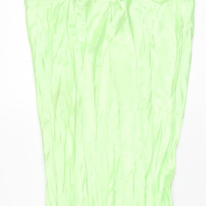 Bershk Womens Green Viscose Slip Dress Size M V-Neck Pullover